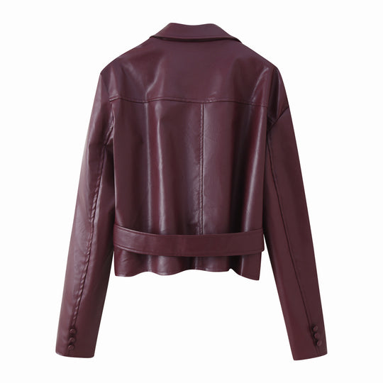 Damen Elegante Kunstlederjacke R&B