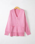 Damen Grobstrick Cardigan mit praktischen Eingrifftaschen und V-Ausschnitt