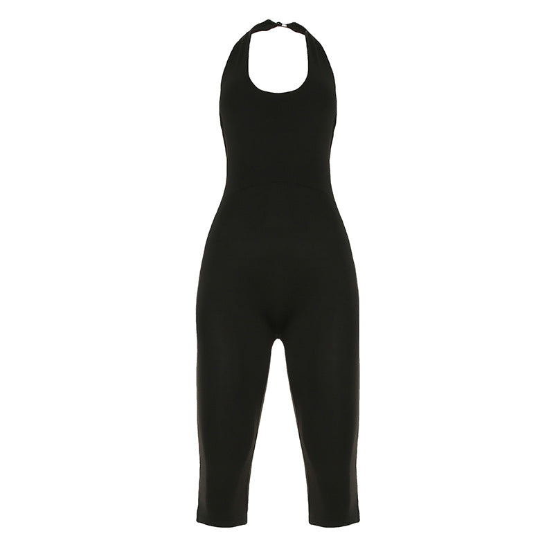 Damen körperbetonter Jumpsuit mit tiefem Rückenausschnitt und reinem Design R&B