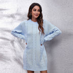 Damen Strickkleid mit modernen Zopfmuster und lässigem Schnitt R&B