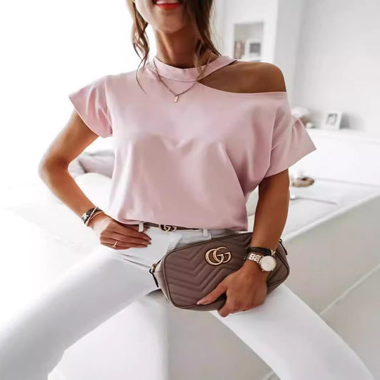 Damen Off-Shoulder T-Shirt mit modernem Schnitt und bequemen Ärmeln R&B