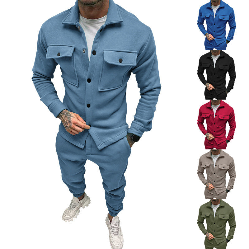 Herren sportliches Freizeit-Set mit modernem Kragen und praktischen Taschen R&B