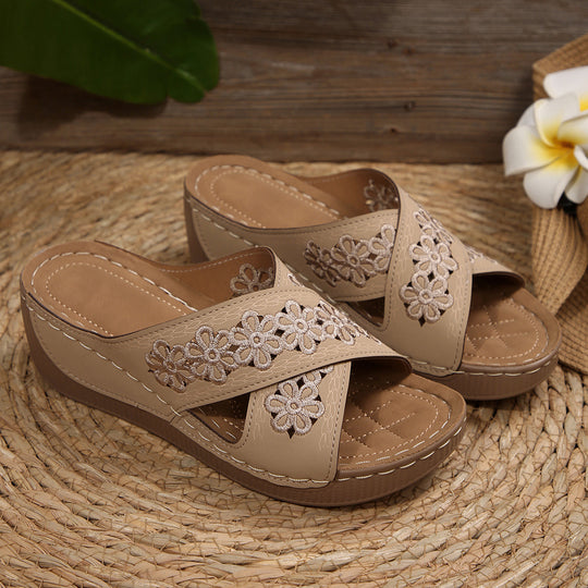 Damen Komfortable Plattformsandalen mit floralem Design R&B