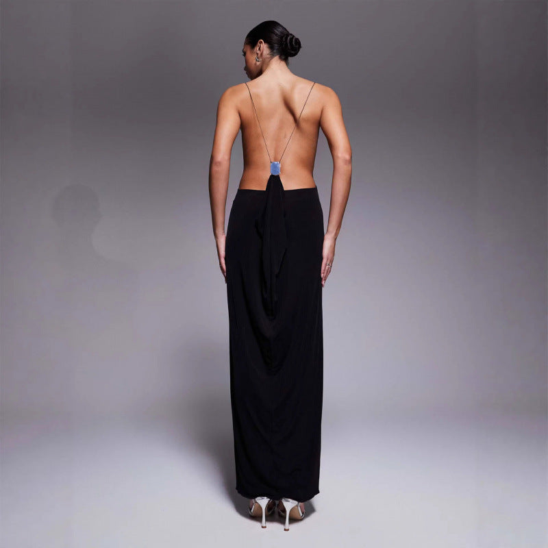 Damen Maxikleid mit tiefem V-Ausschnitt und seitlichen Cut-Outs R&B