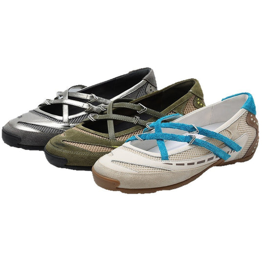 Damen Freizeit-Ballerinas mit atmungsaktivem Obermaterial und flexiblem Riemchen R&B
