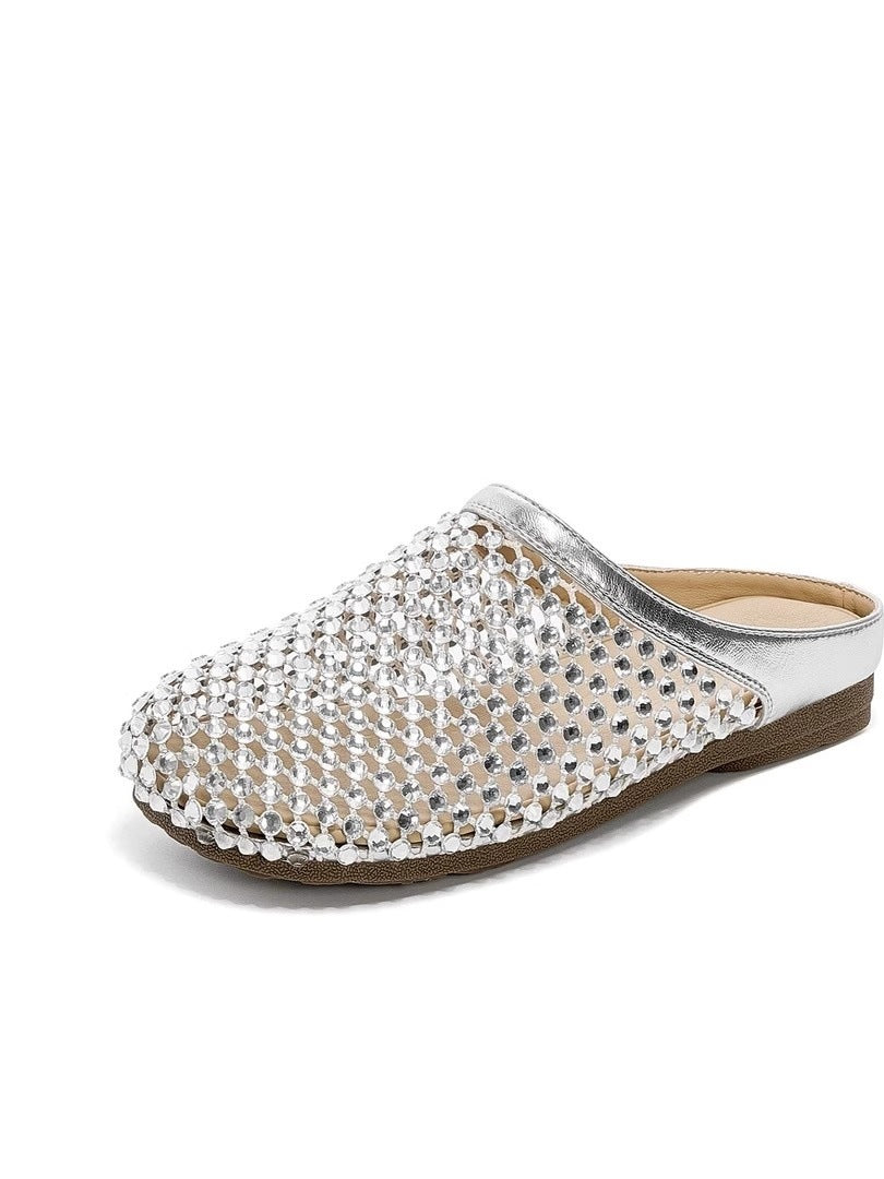 Damen modische Pantoletten mit eleganter Strassverzierung und bequemer Sohle R&B