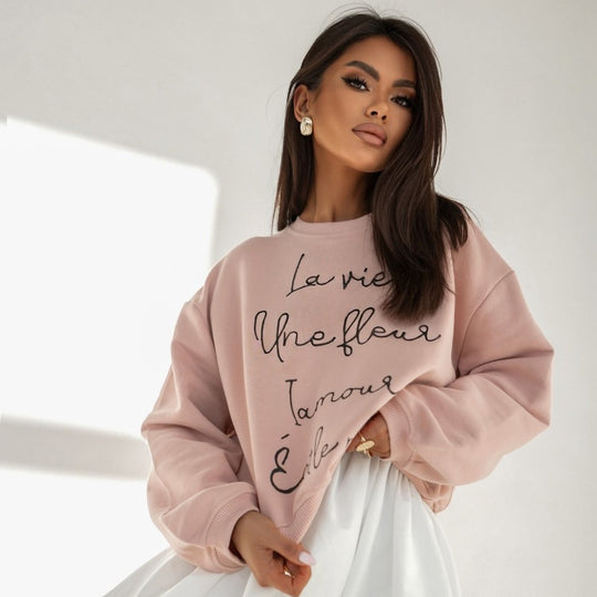Damen bequemer Sweatshirt mit modischem Schriftzug R&B