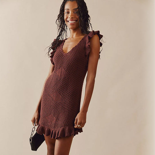 Damen Verspieltes Häkelkleid mit Rüschen R&B