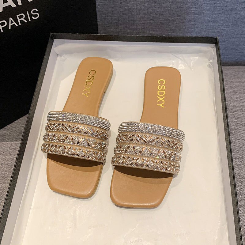 Damen Strass verzierten Hausschuhe R&B