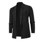 Herren lässige Strickjacke mit offenem Kragen und elegantem Rippdesign R&B