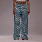 Damen Weite Stoffhose mit Polka-Dot Muster