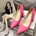 Damen Spitzen Pumps mit bequemem Blockabsatz und glänzendem Finish R&B