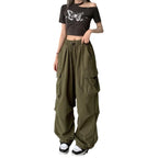 Damen nan weite Cargo-Hose mit Tunnelzugbund, verstellbarem Saum und Mehrfachtaschen R&B