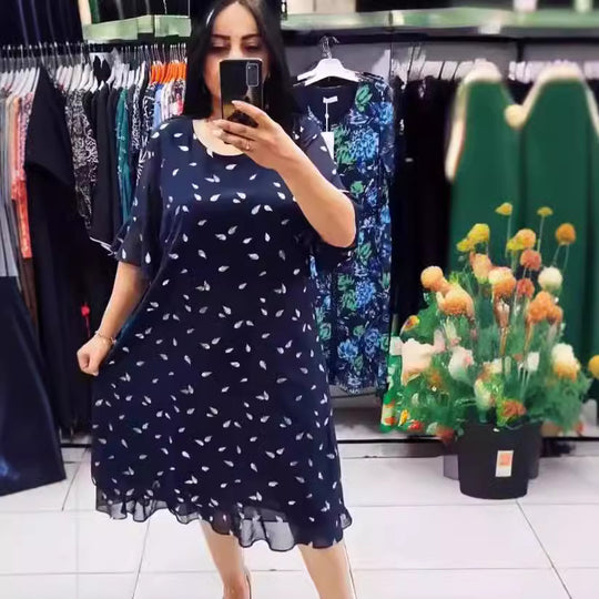 Damen Luftiges Sommerkleid mit floralem Design und chiffonartigem Oberteil R&B