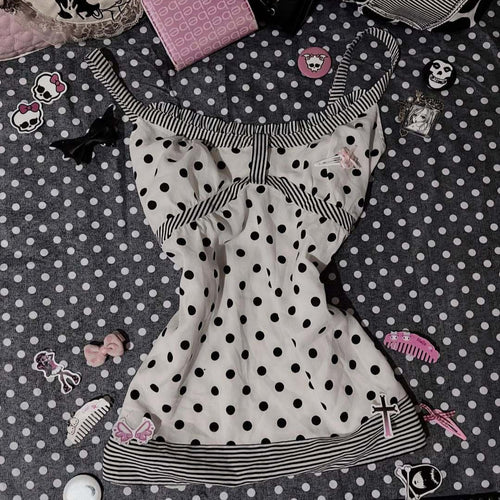 Damen Charmantes Polka-Dots Top R&B