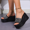 Damen Wedge-Pantoletten mit funkelndem Strass und rutschfester Sohle R&B