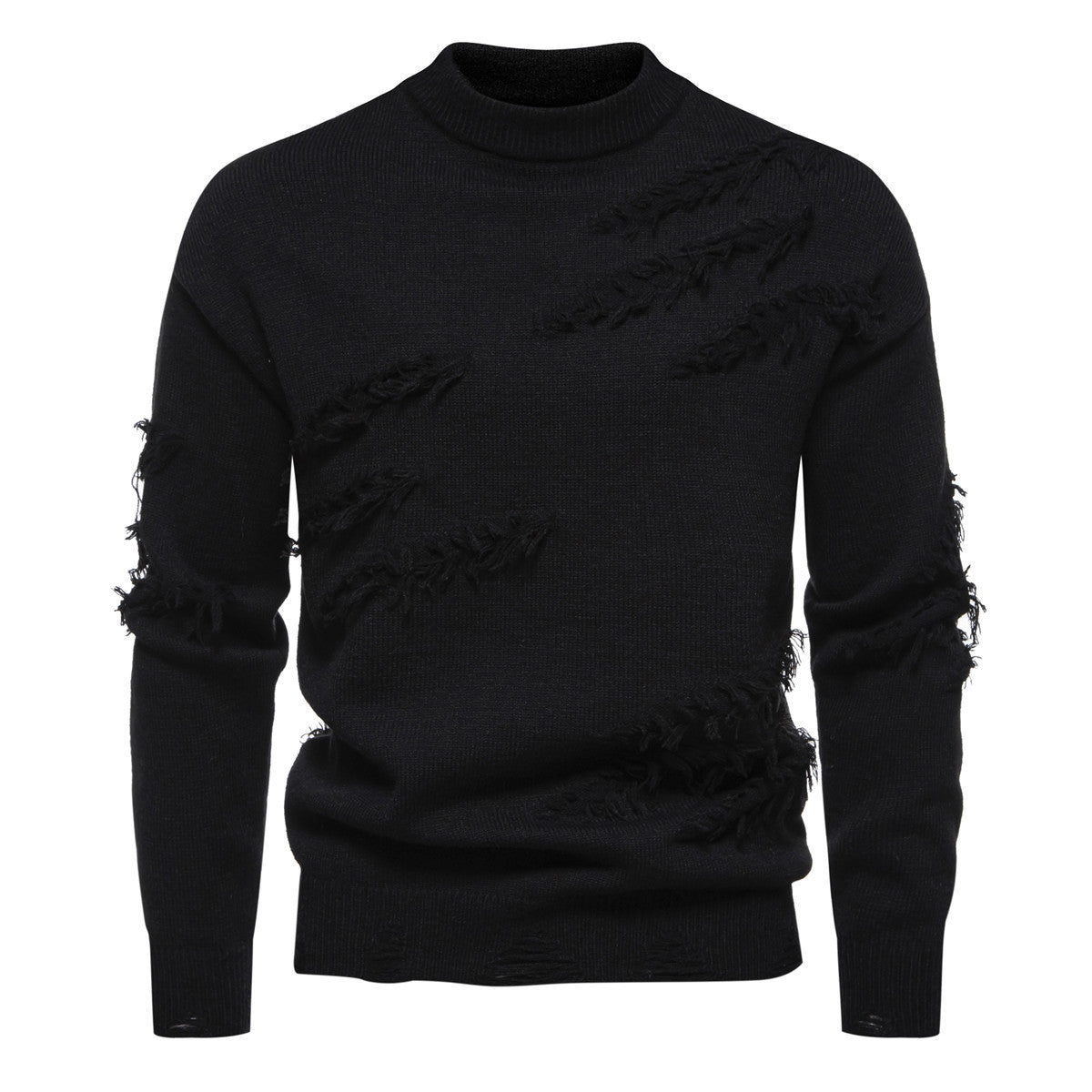 Herren modischer Rollkragenpullover mit distressed Details