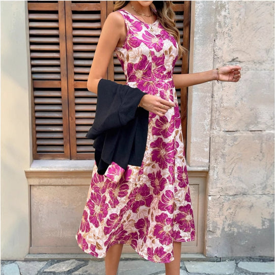 Damen Maxikleid mit floralem Design und elegantem A-Linien-Schnitt R&B