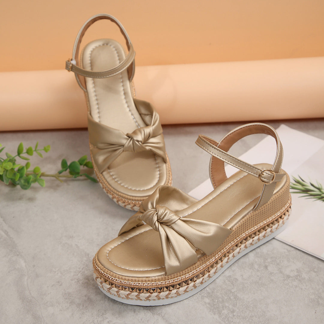 Damen Komfortable Plateau-Sandalen mit Knoten-Detail R&B
