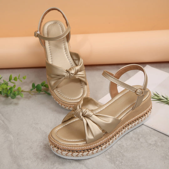 Damen Komfortable Plateau-Sandalen mit Knoten-Detail R&B
