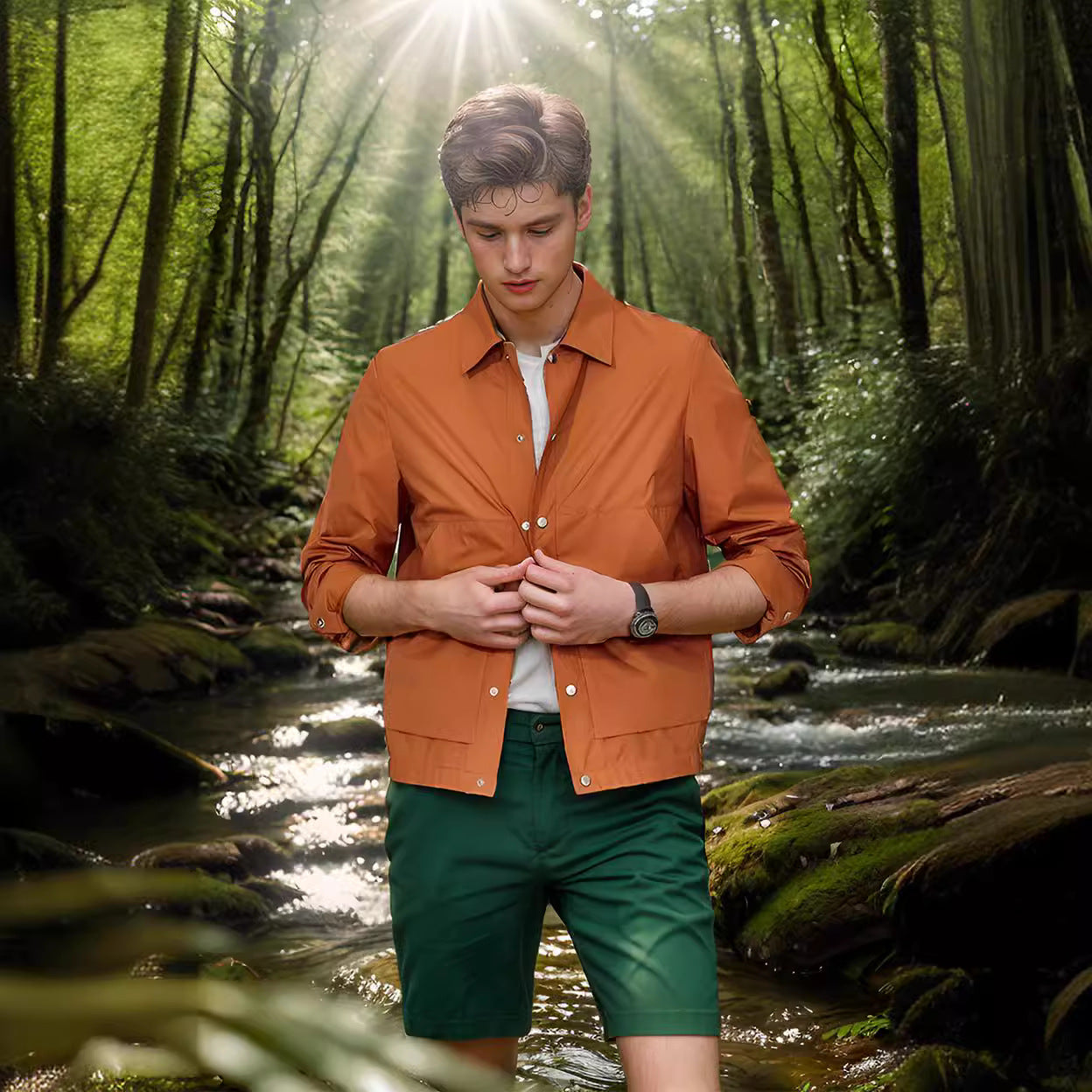 Herren leichte Sommerjacke mit innovativen Details R&B