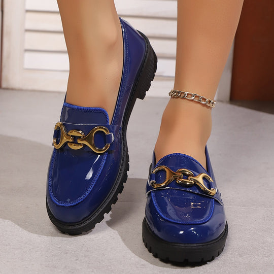 Damen Trendige und komfortable Loafers mit glänzender Oberflächenbeschaffenheit R&B