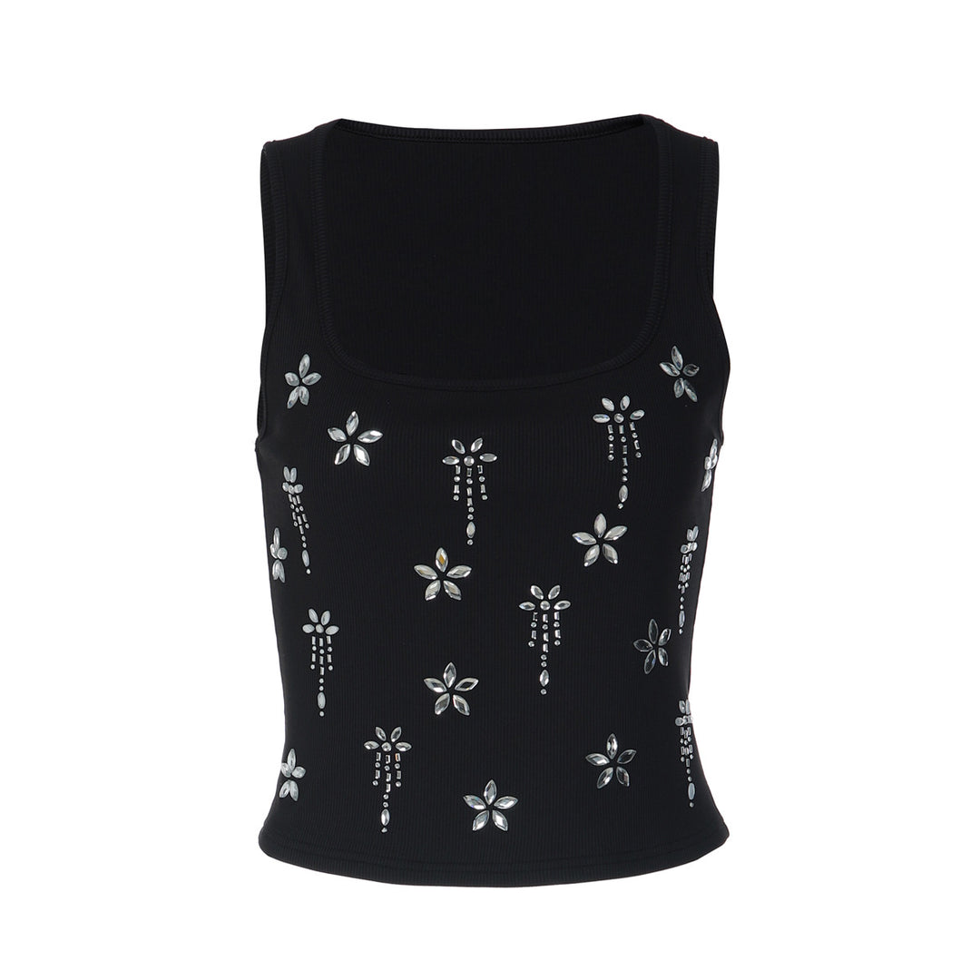 Damen Elegantes Cropped Top mit floralen Strassdetails R&B