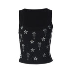 Damen Elegantes Cropped Top mit floralen Strassdetails R&B
