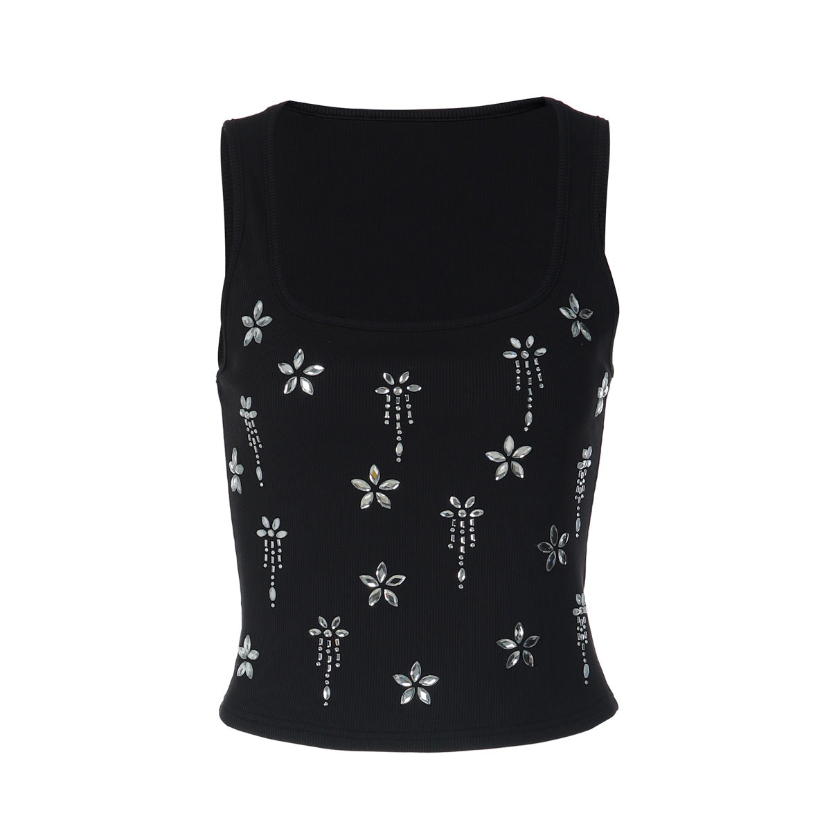 Damen Elegantes Cropped Top mit floralen Strassdetails R&B