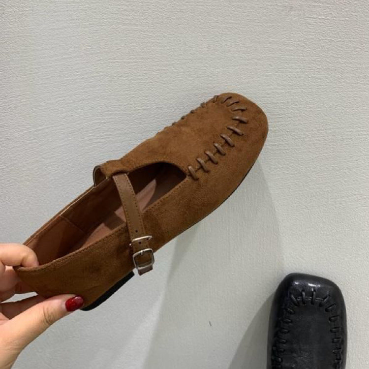 Damen Mokassins mit dekorativen Stichen und verstellbarem Riemchen R&B