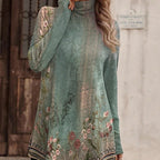 Damen Tunika mit floralem Design und hohem Kragen R&B