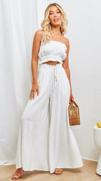 R&B | Hose mit weitem Bein und elastischer Taille