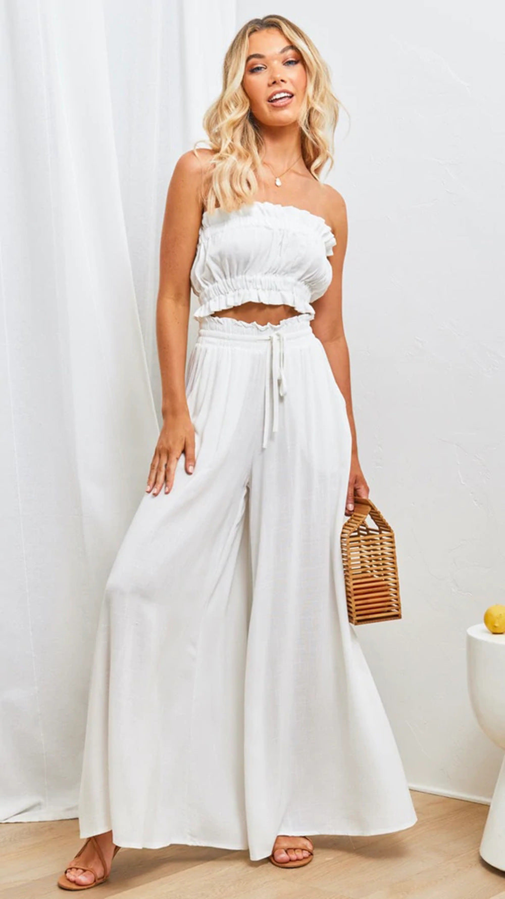 R&B | Hose mit weitem Bein und elastischer Taille