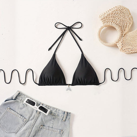 Damen Triangel-Bikini mit schimmerndem Schmuckdetail R&B