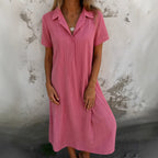 Damen Hemdkleid mit kurzen Ärmeln und eleganter Knopfleiste R&B