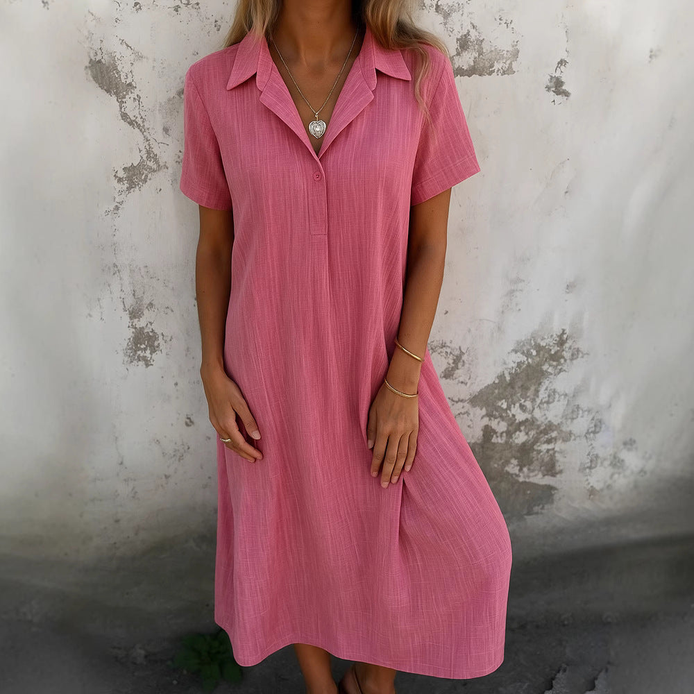 Damen Hemdkleid mit kurzen Ärmeln und eleganter Knopfleiste R&B