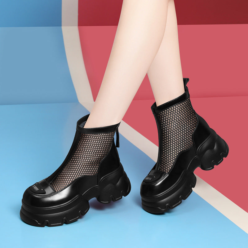 Damen Modische Netz-Stiefeletten mit stabiler Profilsohle R&B