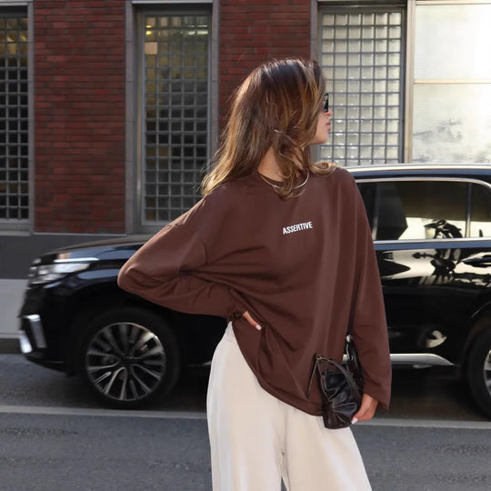 Damen Oversized Sweatshirt mit sportlichem Schriftzug R&B