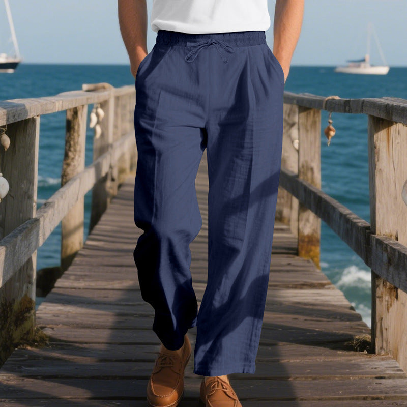 Herren bequeme Strandhose mit elastischem Bund und verstellbarem Kordelzug R&B