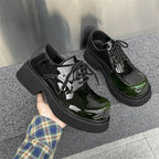 Damen Hochglänzende Schnürschuhe mit dicker Sohle und modischem Design R&B