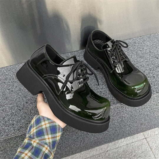 Damen Hochglänzende Schnürschuhe mit dicker Sohle und modischem Design R&B