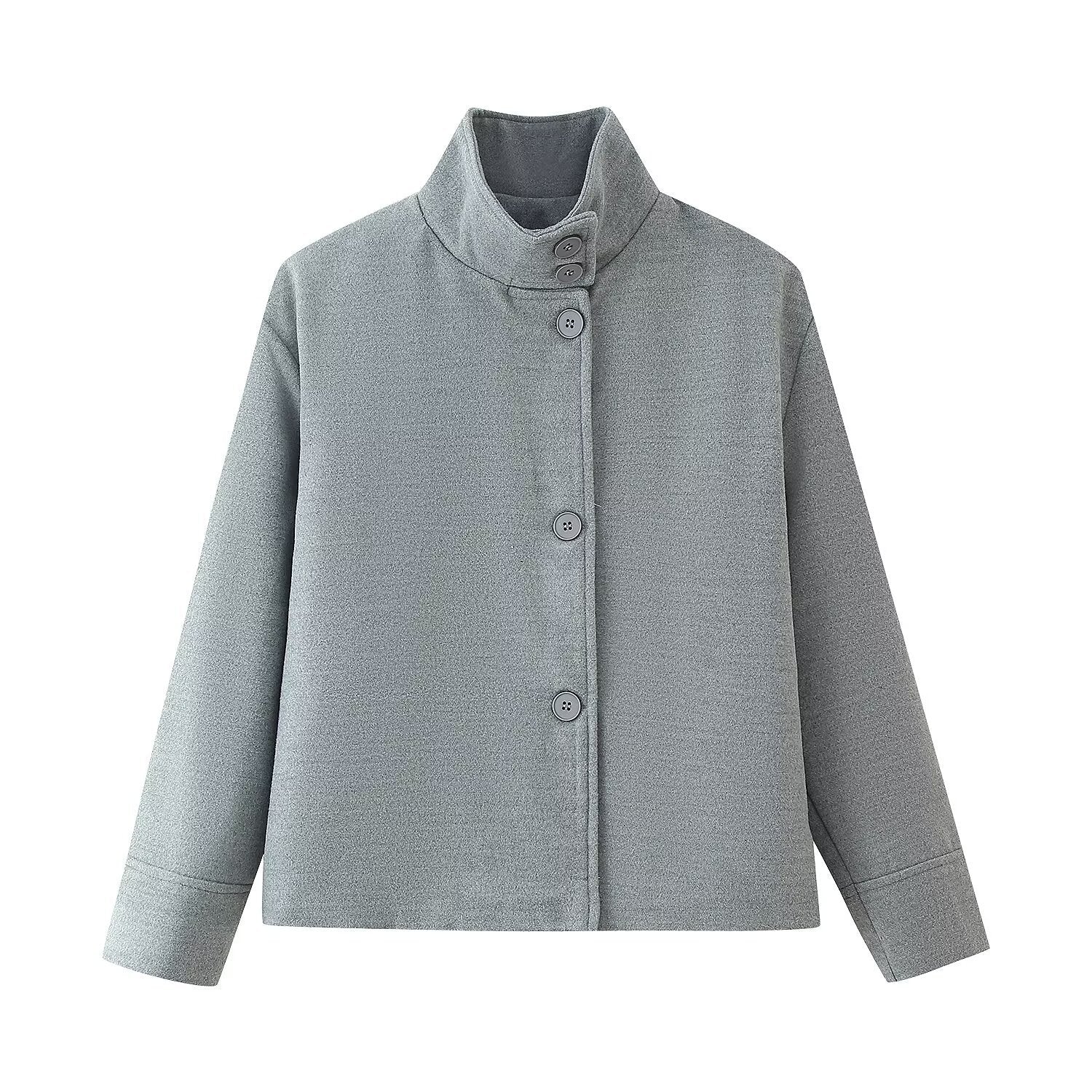 Damen modische Steppjacke mit hohem Kragen und praktischen Taschen R&B