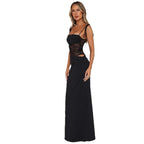 Damen Elegantes Maxikleid mit transparentem Oberteil und figurbetontem Design R&B
