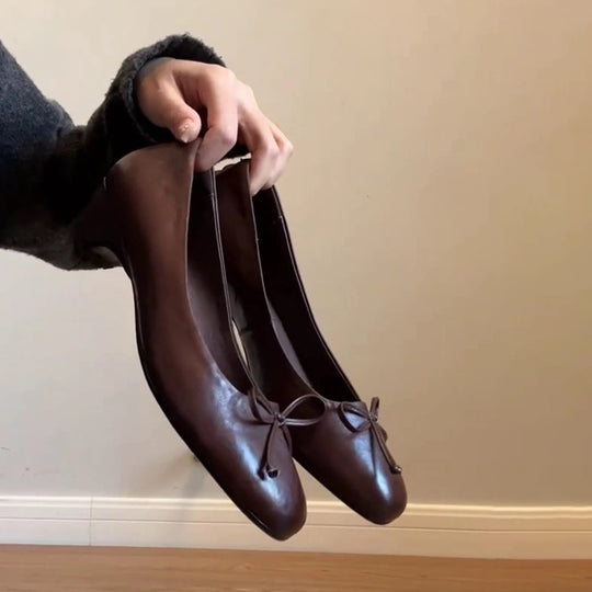 Damen elegante Ballerinas mit stabiler Sohle und dekorativem Schleifenakzent R&B