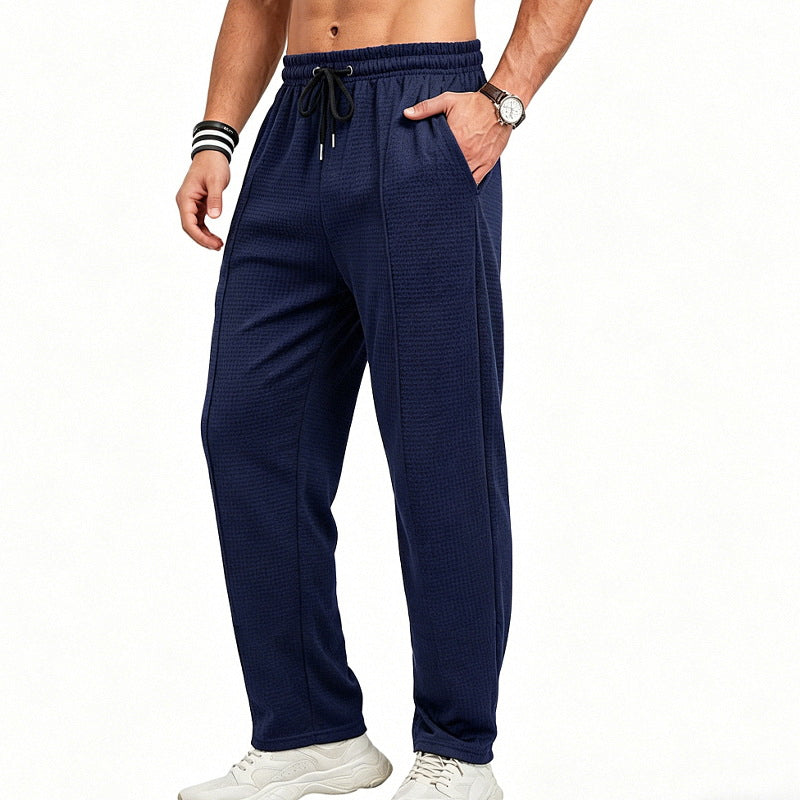 Herren nan gerade geschnittene Relaxhose mit dekorativer Mittelnaht, elastischem Tunnelzugbund und seitlichen Eingrifftaschen R&B