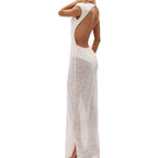 Damen Elegantes Abendkleid mit tiefem Rückenausschnitt und funkelnden Verzierungen R&B