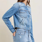 Damen Denim-Jeansjacke mit lässiger Passform und modernen Details R&B