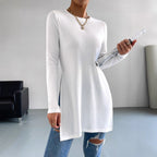 Damen Langarmshirt mit seitlichen Schlitzen und hochwertiger Verarbeitung R&B