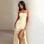 Damen Elegantes Maxikleid mit asymmetrischem Rüschen-Saum R&B