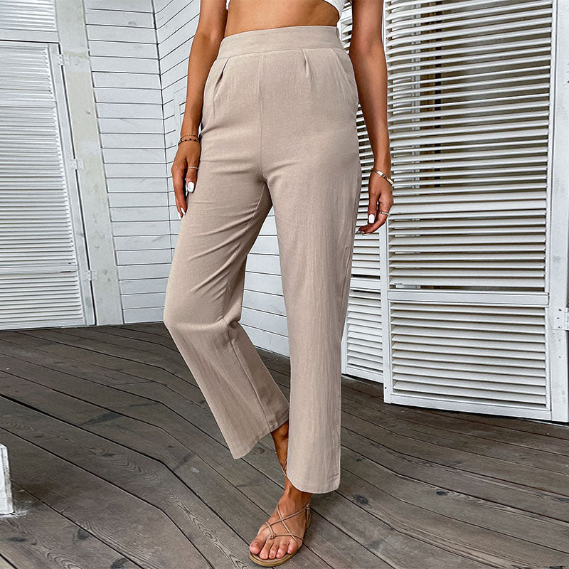 Damen lässige Palazzo-Hose mit hochgeschnittenem Taillenbund und eleganten Falten R&B